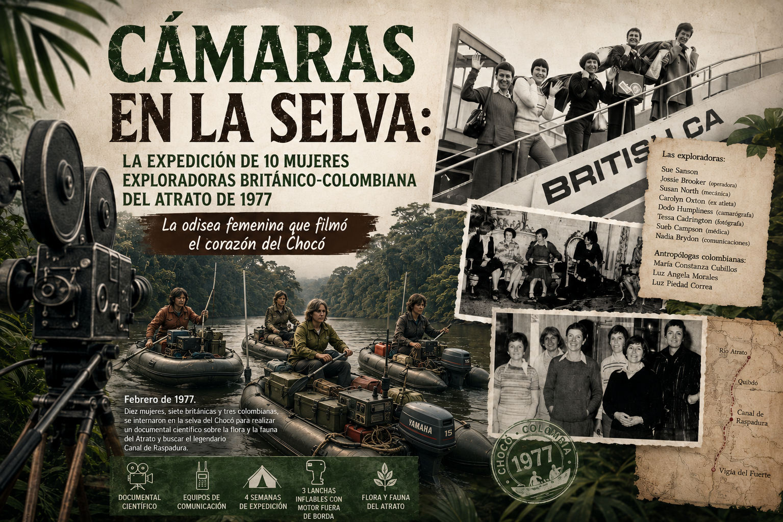 Cámaras en la selva: la expedición de 10 mujeres exploradoras británico-colombianas al Chocó en 1977. Por :Gonzalo Díaz Cañadas