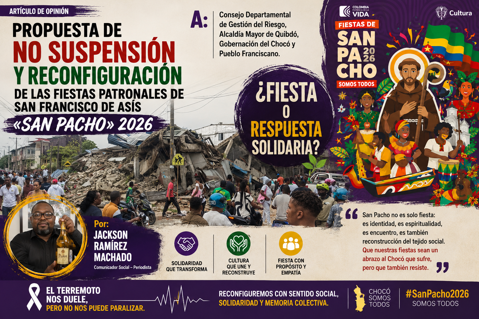 PROPUESTA DE NO SUSPENSIÓN Y RECONFIGURACIÓN DE LAS FIESTAS PATRONALES DE SAN FRANCISCO DE ASÍS «SAN PACHO» 2026. Por :​JACKSON RAMÍREZ MACHADO
